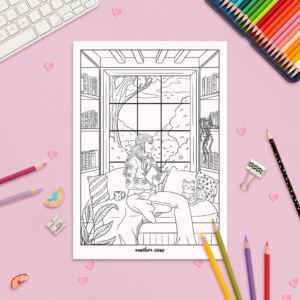 Cozy Reading | Kleurplaat januari 2026