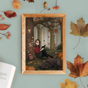 Lezen in herfst | Art print