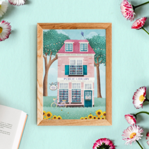 Bibliotheek in Zomer | Art print