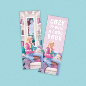 Cozy reading girl blonde | Boekenlegger