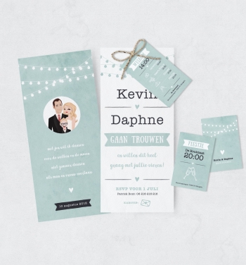 Bijzondere trouwkaart - Trouwkaart Daphne en Kevin