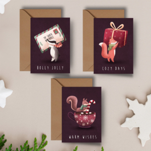 Set 3 kerstkaarten | Bring a little joy