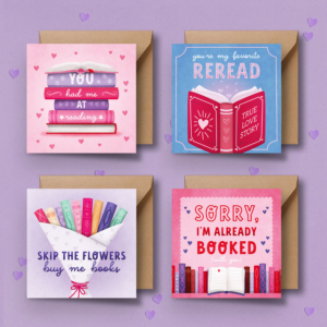 Set of 4 Valentine’s Day Cards | For Book Lovers