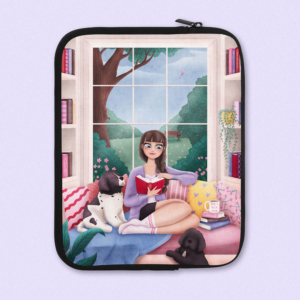 Cozy Reading Girl Brunette | Book Sleeve