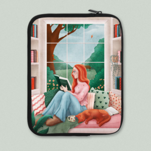 Cozy reading girl Ginger | Book Sleeve