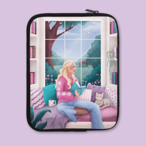 Cozy reading girl blonde | Book Sleeve